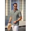 imageCOOFANDY Mens Casual Henley Shirt Short Sleeve Summer Beach Band Collar Shirt Hippie Henley TShirts with PocketLight Grey