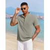 imageCOOFANDY Mens Casual Henley Shirt Short Sleeve Summer Beach Band Collar Shirt Hippie Henley TShirts with PocketLight Grey