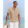 imageCOOFANDY Mens Casual Henley Shirt Short Sleeve Summer Beach Band Collar Shirt Hippie Henley TShirts with PocketMoon Grey