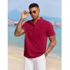 imageCOOFANDY Mens Casual Henley Shirt Short Sleeve Summer Beach Band Collar Shirt Hippie Henley TShirts with PocketRed