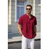 imageCOOFANDY Mens Casual Henley Shirt Short Sleeve Summer Beach Band Collar Shirt Hippie Henley TShirts with PocketRed