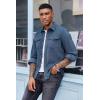 imageCOOFANDY Mens Corduroy Button Down Shirts Jackets Casual Long Sleeve Shacket Lightweight Overshirts with Flap PocketsGrey Blue