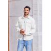 imageCOOFANDY Mens Corduroy Button Down Shirts Jackets Casual Long Sleeve Shacket Lightweight Overshirts with Flap PocketsWhite