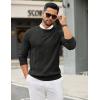 imageCOOFANDY Mens Crew Neck Sweater Long Sleeve Ribbed Knit Dress Sweaters Casual Slim Fit PulloverBlack