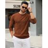 imageCOOFANDY Mens Crew Neck Sweater Long Sleeve Ribbed Knit Dress Sweaters Casual Slim Fit PulloverCaramel