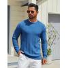 imageCOOFANDY Mens Crew Neck Sweater Long Sleeve Ribbed Knit Dress Sweaters Casual Slim Fit PulloverDark Blue