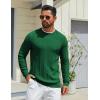 imageCOOFANDY Mens Crew Neck Sweater Long Sleeve Ribbed Knit Dress Sweaters Casual Slim Fit PulloverGreen