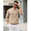 imageCOOFANDY Mens Crew Neck Sweater Long Sleeve Ribbed Knit Dress Sweaters Casual Slim Fit PulloverKhaki