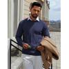imageCOOFANDY Mens Crew Neck Sweater Long Sleeve Ribbed Knit Dress Sweaters Casual Slim Fit PulloverNavy Blue