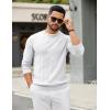 imageCOOFANDY Mens Crew Neck Sweater Long Sleeve Ribbed Knit Dress Sweaters Casual Slim Fit PulloverWhite