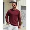 imageCOOFANDY Mens Crew Neck Sweater Long Sleeve Ribbed Knit Dress Sweaters Casual Slim Fit PulloverWine Red