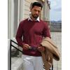 imageCOOFANDY Mens Crew Neck Sweater Long Sleeve Ribbed Knit Dress Sweaters Casual Slim Fit PulloverWine Red