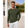 imageCOOFANDY Mens Crewneck Pullover Sweaters Business Casual Long Sleeve Slim Fit Sweater Chunky Cable Knit SweaterArmy Green