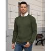 imageCOOFANDY Mens Crewneck Pullover Sweaters Business Casual Long Sleeve Slim Fit Sweater Chunky Cable Knit SweaterArmy Green
