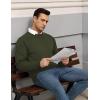 imageCOOFANDY Mens Crewneck Pullover Sweaters Business Casual Long Sleeve Slim Fit Sweater Chunky Cable Knit SweaterArmy Green