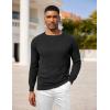 imageCOOFANDY Mens Crewneck Pullover Sweaters Business Casual Long Sleeve Slim Fit Sweater Chunky Cable Knit SweaterBlack