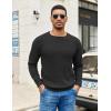 imageCOOFANDY Mens Crewneck Pullover Sweaters Business Casual Long Sleeve Slim Fit Sweater Chunky Cable Knit SweaterBlacknarrow Ribs