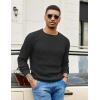 imageCOOFANDY Mens Crewneck Pullover Sweaters Business Casual Long Sleeve Slim Fit Sweater Chunky Cable Knit SweaterBlacknarrow Ribs