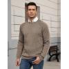 imageCOOFANDY Mens Crewneck Pullover Sweaters Business Casual Long Sleeve Slim Fit Sweater Chunky Cable Knit SweaterBrown