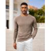 imageCOOFANDY Mens Crewneck Pullover Sweaters Business Casual Long Sleeve Slim Fit Sweater Chunky Cable Knit SweaterBrown