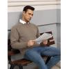 imageCOOFANDY Mens Crewneck Pullover Sweaters Business Casual Long Sleeve Slim Fit Sweater Chunky Cable Knit SweaterBrown