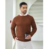 imageCOOFANDY Mens Crewneck Pullover Sweaters Business Casual Long Sleeve Slim Fit Sweater Chunky Cable Knit SweaterCaramel