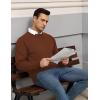 imageCOOFANDY Mens Crewneck Pullover Sweaters Business Casual Long Sleeve Slim Fit Sweater Chunky Cable Knit SweaterCaramel