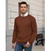 imageCOOFANDY Mens Crewneck Pullover Sweaters Business Casual Long Sleeve Slim Fit Sweater Chunky Cable Knit SweaterCaramel