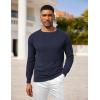 imageCOOFANDY Mens Crewneck Pullover Sweaters Business Casual Long Sleeve Slim Fit Sweater Chunky Cable Knit SweaterDark Blue