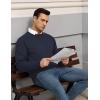 imageCOOFANDY Mens Crewneck Pullover Sweaters Business Casual Long Sleeve Slim Fit Sweater Chunky Cable Knit SweaterDark Blue
