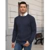 imageCOOFANDY Mens Crewneck Pullover Sweaters Business Casual Long Sleeve Slim Fit Sweater Chunky Cable Knit SweaterDark Blue