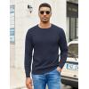 imageCOOFANDY Mens Crewneck Pullover Sweaters Business Casual Long Sleeve Slim Fit Sweater Chunky Cable Knit SweaterDark Bluenarrow Ribs