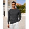 imageCOOFANDY Mens Crewneck Pullover Sweaters Business Casual Long Sleeve Slim Fit Sweater Chunky Cable Knit SweaterDark Gray
