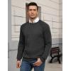 imageCOOFANDY Mens Crewneck Pullover Sweaters Business Casual Long Sleeve Slim Fit Sweater Chunky Cable Knit SweaterDark Gray