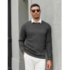 imageCOOFANDY Mens Crewneck Pullover Sweaters Business Casual Long Sleeve Slim Fit Sweater Chunky Cable Knit SweaterDark Graynarrow Ribs