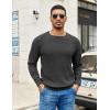 imageCOOFANDY Mens Crewneck Pullover Sweaters Business Casual Long Sleeve Slim Fit Sweater Chunky Cable Knit SweaterDark Graynarrow Ribs