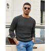 imageCOOFANDY Mens Crewneck Pullover Sweaters Business Casual Long Sleeve Slim Fit Sweater Chunky Cable Knit SweaterDark Graynarrow Ribs