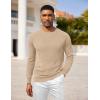 imageCOOFANDY Mens Crewneck Pullover Sweaters Business Casual Long Sleeve Slim Fit Sweater Chunky Cable Knit SweaterKhaki