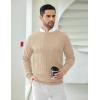 imageCOOFANDY Mens Crewneck Pullover Sweaters Business Casual Long Sleeve Slim Fit Sweater Chunky Cable Knit SweaterKhaki