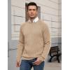 imageCOOFANDY Mens Crewneck Pullover Sweaters Business Casual Long Sleeve Slim Fit Sweater Chunky Cable Knit SweaterKhaki