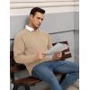 imageCOOFANDY Mens Crewneck Pullover Sweaters Business Casual Long Sleeve Slim Fit Sweater Chunky Cable Knit SweaterKhaki