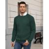 imageCOOFANDY Mens Crewneck Pullover Sweaters Business Casual Long Sleeve Slim Fit Sweater Chunky Cable Knit SweaterLake Green