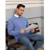 imageCOOFANDY Mens Crewneck Pullover Sweaters Business Casual Long Sleeve Slim Fit Sweater Chunky Cable Knit SweaterLight Blue