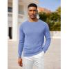 imageCOOFANDY Mens Crewneck Pullover Sweaters Business Casual Long Sleeve Slim Fit Sweater Chunky Cable Knit SweaterLight Blue