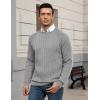 imageCOOFANDY Mens Crewneck Pullover Sweaters Business Casual Long Sleeve Slim Fit Sweater Chunky Cable Knit SweaterLight Gray
