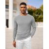 imageCOOFANDY Mens Crewneck Pullover Sweaters Business Casual Long Sleeve Slim Fit Sweater Chunky Cable Knit SweaterLight Gray