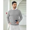imageCOOFANDY Mens Crewneck Pullover Sweaters Business Casual Long Sleeve Slim Fit Sweater Chunky Cable Knit SweaterLight Gray