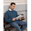 imageCOOFANDY Mens Crewneck Pullover Sweaters Business Casual Long Sleeve Slim Fit Sweater Chunky Cable Knit SweaterNavy Blue