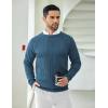 imageCOOFANDY Mens Crewneck Pullover Sweaters Business Casual Long Sleeve Slim Fit Sweater Chunky Cable Knit SweaterNavy Blue