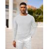imageCOOFANDY Mens Crewneck Pullover Sweaters Business Casual Long Sleeve Slim Fit Sweater Chunky Cable Knit SweaterWhite